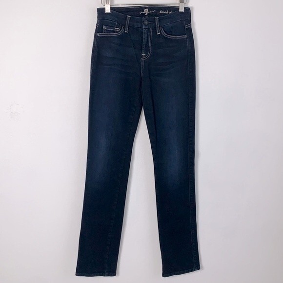 7 for all Mankind Karah Dark Wash Stretch Straight Leg Jeans Sz 26 - Picture 1 of 9
